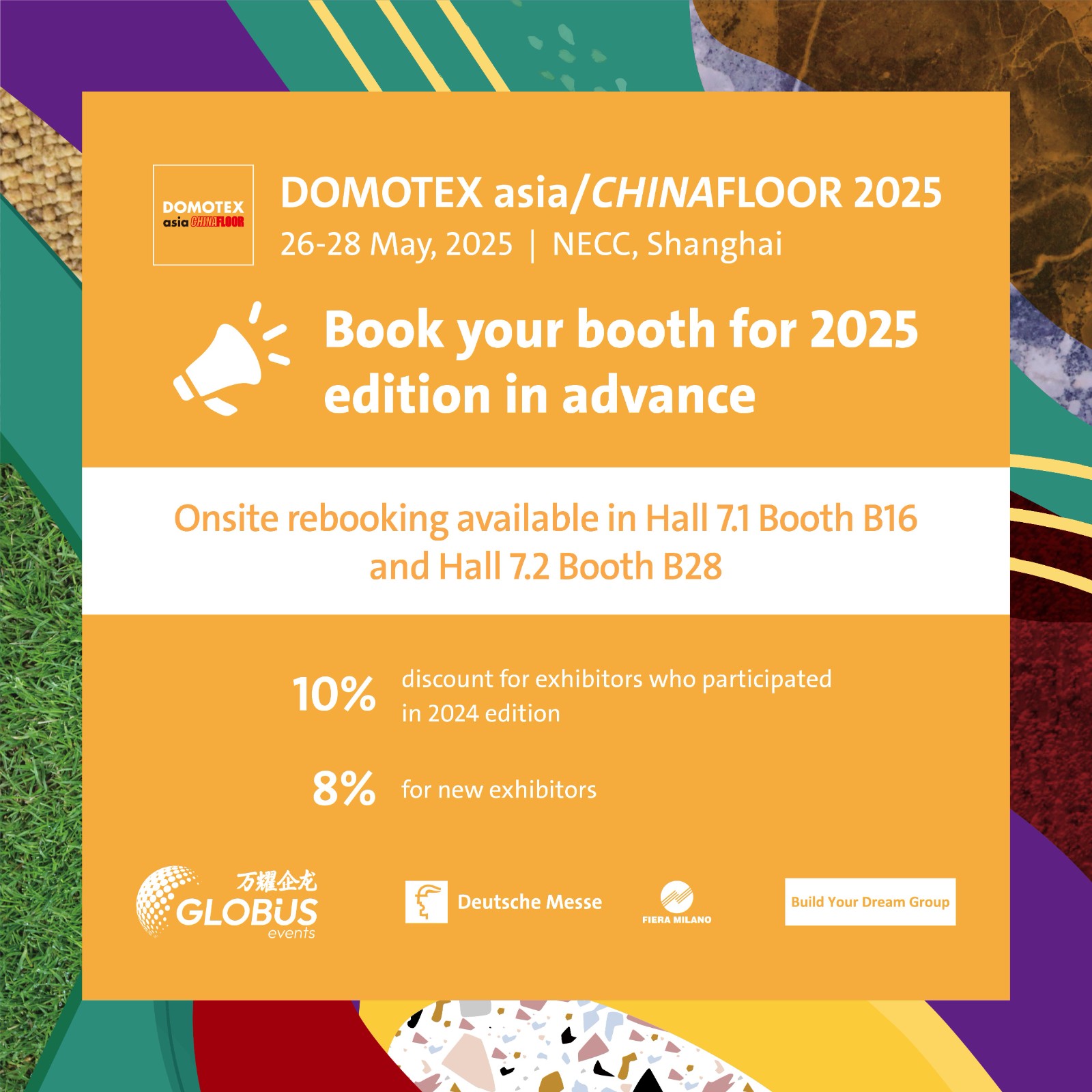 DOMOTEX asia/CHINAFLOOR 2025 DATES ARE CONFIRMED Book your stand now to enjoy preferential rates for early applications